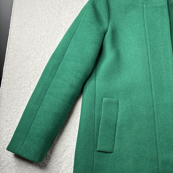 J. Crew‎ Mercantile Wool Blend City Coat Green Funnel Zip Jacket Womens Size 4 - Picture 4 of 10